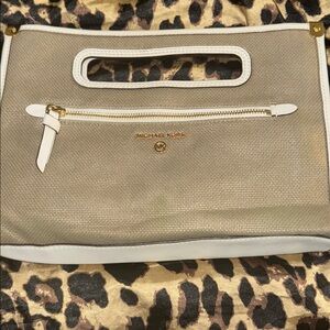 Michael Kors Tan and White Tote